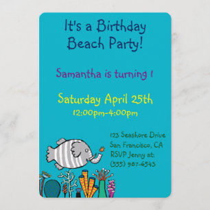 Niedliche Elephant Fish Szene mit Korallen Einladung