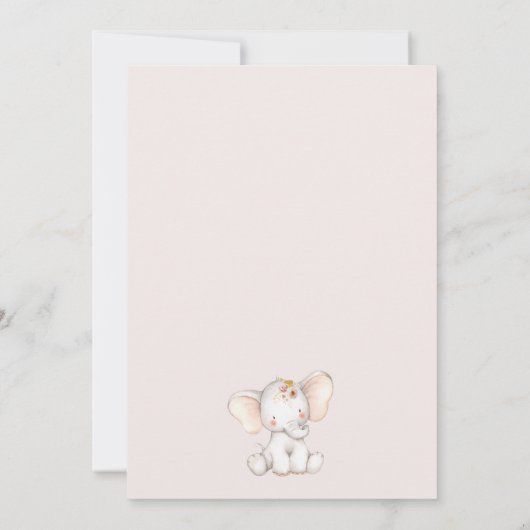 Niedliche Elephant Floral Pampas Boho Arch Baby Du Einladung (Rückseite)