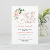 Niedliche Elephant Floral Virtual Baby-Dusche per  Einladung (Stehend Vorderseite)