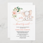 Niedliche Elephant Floral Virtual Baby-Dusche per  Einladung (Vorne/Hinten)
