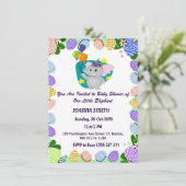 Niedliche Elephant Flying Balloons Babydusche Einladung (Stehend Vorderseite)