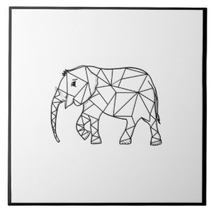 Niedliche Elephant Geometric Black and White Fliese