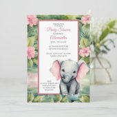 Niedliche Elephant Girl Baby Dusche Einladung (Stehend Vorderseite)
