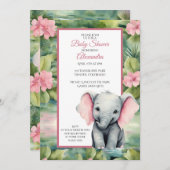 Niedliche Elephant Girl Baby Dusche Einladung (Vorne/Hinten)
