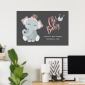 Niedliche Elephant Girl Baby Dusche Poster (Heimbüro)