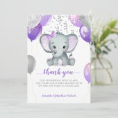 Niedliche Elephant Girl Balloons Dankeskarte (Stehend Vorderseite)