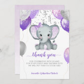 Niedliche Elephant Girl Balloons Dankeskarte (Vorne/Hinten)