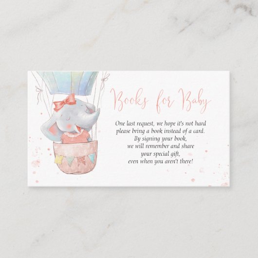 Niedliche Elephant Girl Books für Babykarte Begleitkarte (Vorderseite)