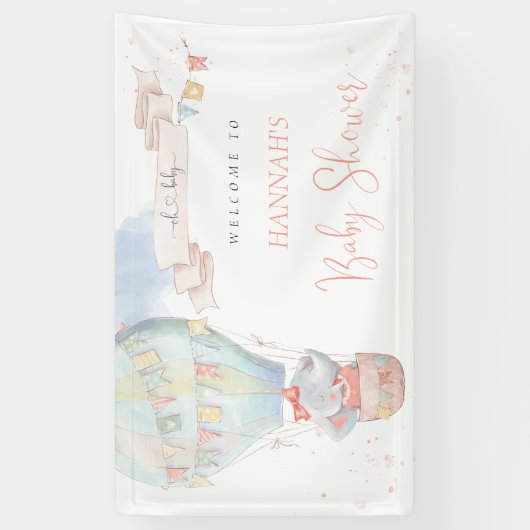 Niedliche Elephant Girl Pink Babydusche Banner (Vertikal)