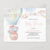 Niedliche Elephant Girl Pink Kinderdusche Einladun (Vorderseite)