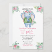 Niedliche Elephant Girls Babydusche Einladung (Vorderseite)
