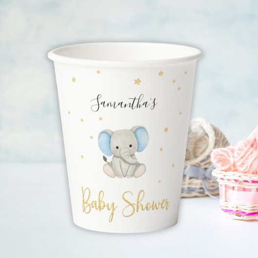 Niedliche Elephant Gold Star Wasserfarbe Pappbecher