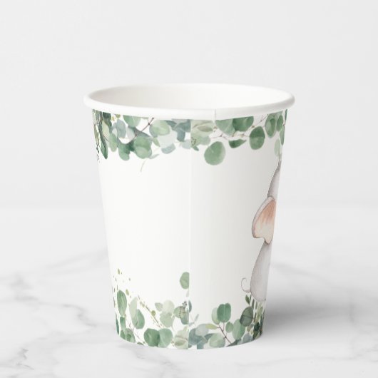 Niedliche Elephant Greenerge Gender Neutral Baby D Pappbecher (Rechts)