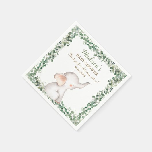 Niedliche Elephant Greenerge Gender Neutral Baby D Serviette (Ecke)