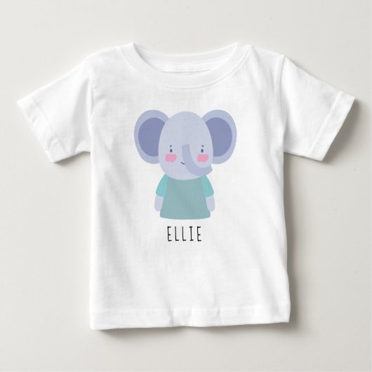 Niedliche Elephant Illustration - Anpassbar Baby T-shirt (Vorderseite)