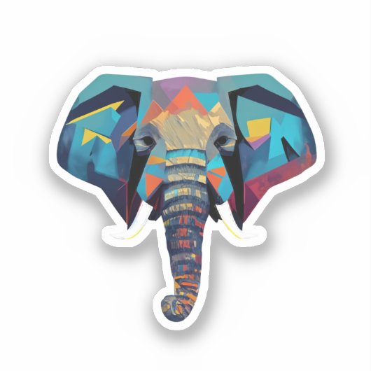 Niedliche Elephant Low-Poly-Abbildung Aufkleber (Vorderseite)