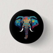 Niedliche Elephant Low-Poly-Abbildung Button (Vorderseite)
