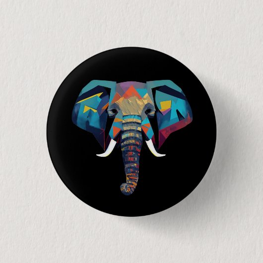 Niedliche Elephant Low-Poly-Abbildung Button (Vorderseite)