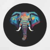 Niedliche Elephant Low-Poly-Abbildung Etiketten (Design 1)