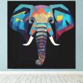 Niedliche Elephant Low-Poly-Abbildung Leinwanddruck (Insitu (Holzboden))