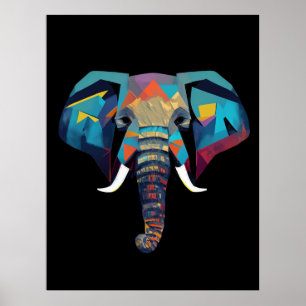 Niedliche Elephant Low-Poly-Abbildung Poster