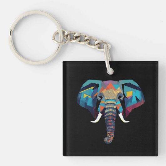 Niedliche Elephant Low-Poly-Abbildung Schlüsselanhänger (Vorderseite)