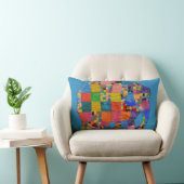 Niedliche Elephant Patchwork Collage Lendenkissen (Stuhl )