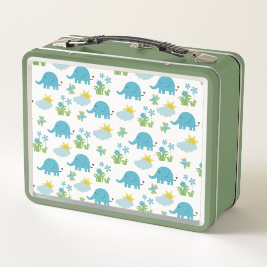 Niedliche Elephant Pattern individuelle Name Lunch Metall Brotdose (Rückseite)