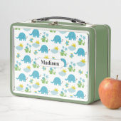 Niedliche Elephant Pattern individuelle Name Lunch Metall Brotdose (Beispiel)