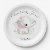Niedliche Elephant Personalisiert Baby Dusche Pappteller (Vorderseite)