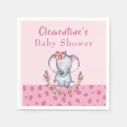 Niedliche Elephant Pink Animal Print Baby Dusche Serviette (Vorderseite)