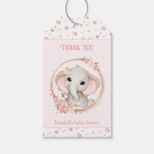 Niedliche Elephant Pink Baby Duwer Gefallen Gesche Geschenkanhänger (Vorderseite)