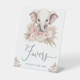 Niedliche Elephant Pink Boho Girl Baby Duschfavori Sockelschild