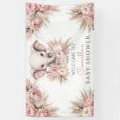Niedliche Elephant Pink Boho Girl Babydusche Banner (Vertikal)