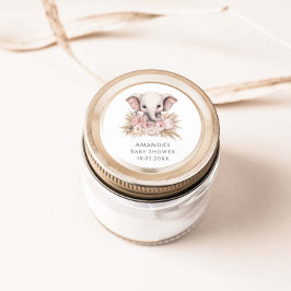 Niedliche Elephant Pink Boho Girl Babydusche Runder Aufkleber