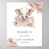 Niedliche Elephant Pink Boho Girl Babydusche Willk Poster (Vorne)
