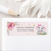 Niedliche Elephant Pink Floral Baby Dusche Einladu (Insitu)