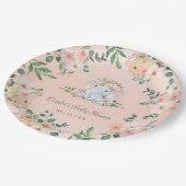 Niedliche Elephant Pink Floral Baby Girl Babydusch Pappteller (Schrägansicht)