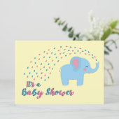 Niedliche Elephant Pink und Blue Baby Dusche Einla Einladung (Stehend Vorderseite)