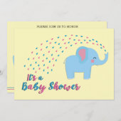 Niedliche Elephant Pink und Blue Baby Dusche Einla Einladung (Vorne/Hinten)