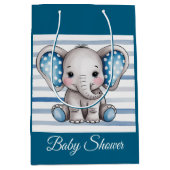 Niedliche Elephant Polka Dots Boy Baby Dusche Mittlere Geschenktüte (Vorderseite)