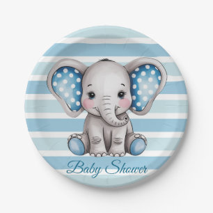Niedliche Elephant Polka Dots Boy Baby Dusche Pappteller