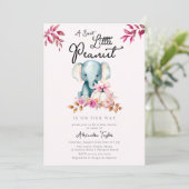 Niedliche Elephant Pumpkin Herbstlaubs Girl Baby D Einladung (Stehend Vorderseite)