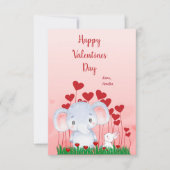 Niedliche Elephant Rabbit Friends Red Hearts Valen Karte (Vorderseite)