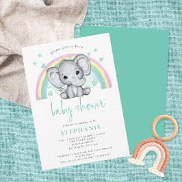 Niedliche Elephant Rainbow Gender Neutral Baby Sho Einladung