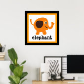 Niedliche Elephant Safari Animals Baby Kids Poster (Heimbüro)