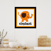 Niedliche Elephant Safari Animals Baby Kids Poster (Küche)