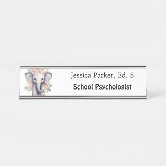 Niedliche Elephant School Psychologe Quotentherapi Schreibtischnamensplakette (Vorderseite )