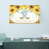 Niedliche Elephant Sonnenblumenblume Babydusche Hi Banner (Messeveranstaltung)
