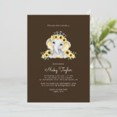 Niedliche Elephant Sunflower Baby Dusche Einladung (Stehend Vorderseite)